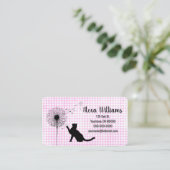 Black Cat und Dandelion auf Gingham Visitenkarte (Stehend Vorderseite)