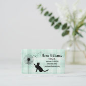 Black Cat und Dandelion auf Gingham Visitenkarte (Stehend Vorderseite)