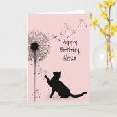 Black Cat und Dandelion Birthday Karte (Gelbe Blume)
