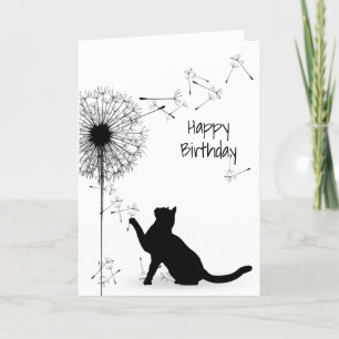 Black Cat und Dandelion Birthday Karte