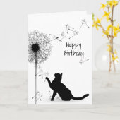 Black Cat und Dandelion Birthday Karte (Gelbe Blume)