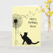 Black Cat und Dandelion Birthday Karte (Gelbe Blume)