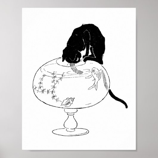 Black Cat und Goldfish, Alexandre Steinlen Poster (Vorne)