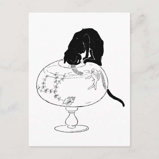 Black Cat und Goldfish, Alexandre Steinlen Postkarte (Vorderseite)