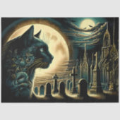 Black Cat und Gothic Graveyard Halloween Seidenpapier (Vorderseite)