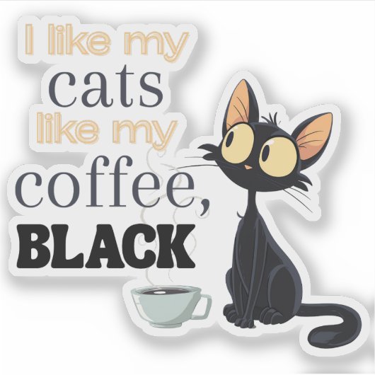 Black Cat und Kaffee Aufkleber (Vorderseite)
