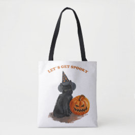 Black Cat und Kürbiskürbis Halloween Tote Bag Tasche