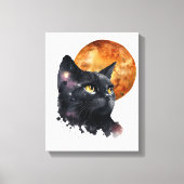 Black Cat und Moon Stretched Canvas Print Leinwanddruck (Vorderseite)