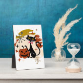 Black Cat und Pumpkin Atomic Retro Halloween T-Shi Fotoplatte (Seite)