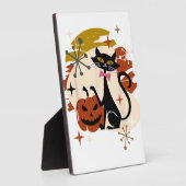 Black Cat und Pumpkin Atomic Retro Halloween T-Shi Fotoplatte (Seite)