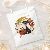 Black Cat und Pumpkin Atomic Retro Halloween T-Shi Geschenktütchen (Ausgeschnitten)