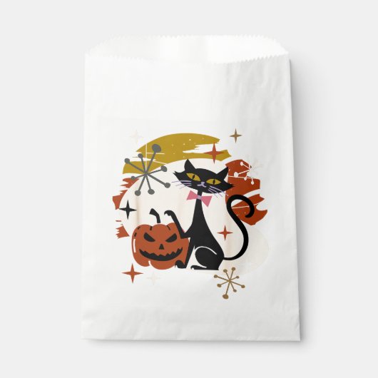 Black Cat und Pumpkin Atomic Retro Halloween T-Shi Geschenktütchen (Vorderseite)
