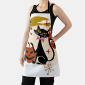 Black Cat und Pumpkin Atomic Retro Halloween T-Shi Schürze (InSitu)