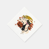 Black Cat und Pumpkin Atomic Retro Halloween T-Shi Serviette (Ecke)