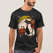 Black Cat und Pumpkin Atomic Retro Halloween T-Shi T-Shirt (Vorderseite)