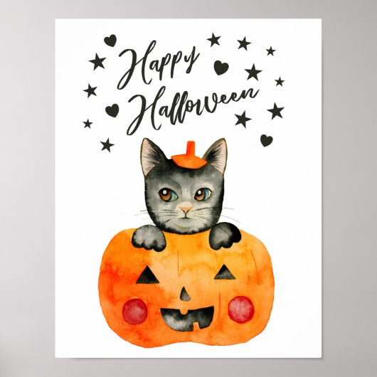 Black Cat und Pumpkin | Frohe Halloween Poster (Vorne)