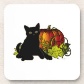 Black Cat und Pumpkin Getränkeuntersetzer (Vorderseite)