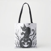 Black Cat und Pumpkin Halloween Tasche (Vorderseite)