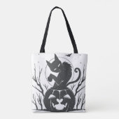 Black Cat und Pumpkin Halloween Tasche (Rückseite)