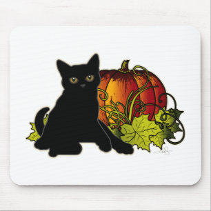 Black Cat und Pumpkin Mousepad