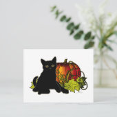 Black Cat und Pumpkin Postkarte (Stehend Vorderseite)