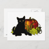 Black Cat und Pumpkin Postkarte (Vorne/Hinten)
