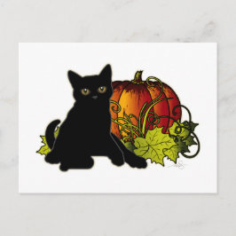 Black Cat und Pumpkin Postkarte
