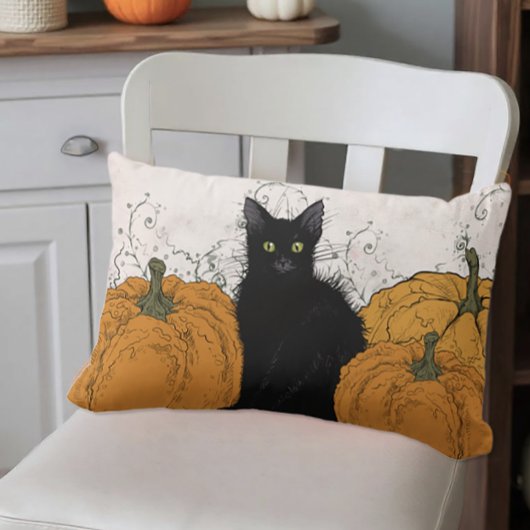 Black Cat und Pumpkins fallen Lendenkissen