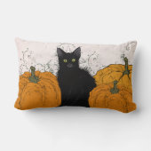 Black Cat und Pumpkins fallen Lendenkissen (Rückseite)