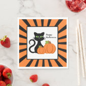 Black Cat und Pumpkins Happy Halloween Serviette (Beispiel)