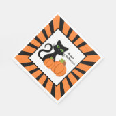 Black Cat und Pumpkins Happy Halloween Serviette (Ecke)