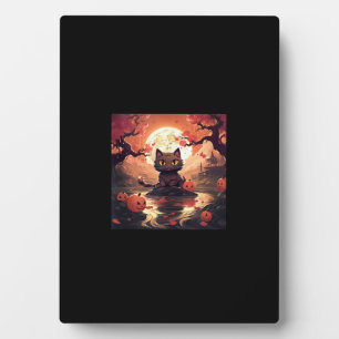 Black Cat und Pumpkins mit Sakura Great Wave Fotoplatte