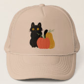 Black Cat und Pumpkins Truckerkappe (Vorderseite)