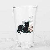 Black Cat und Skull Halloween Glas (Rückseite)