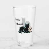 Black Cat und Skull Halloween Glas (Vorderseite)
