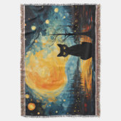 Black Cat und Starry Night Decke (Vorderseite Vertikal)