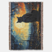 Black Cat und Starry Night Decke (Vorderseite Vertikal)