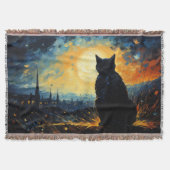 Black Cat und Starry Night Decke (Vorderseite)