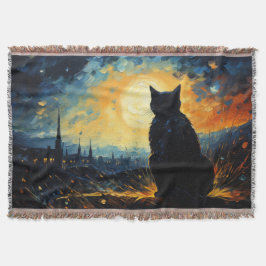 Black Cat und Starry Night Decke