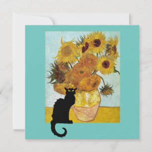 Black Cat und Van Gogh Sunblumen Einladung