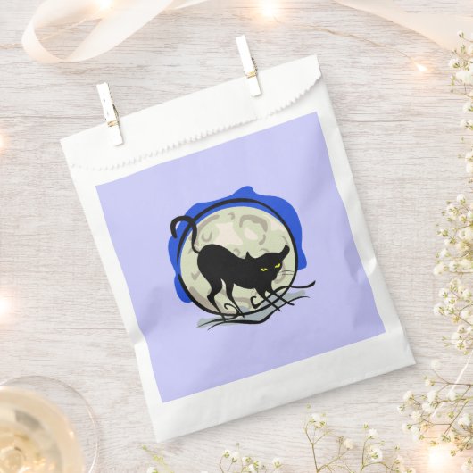 Black Cat und Vollmond Blue Background, ZSSG Geschenktütchen (Ausgeschnitten)