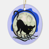 Black Cat und Vollmond Blue Background, ZSSG Keramik Ornament (Links)