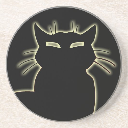 Black Cat Untersetzer Black Cat Art Deco Cat Lover (Vorne)
