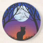 Black Cat Untersetzer Black Cat Art Deco Cat Lover (Vorne)