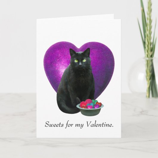 Black Cat Valentine Card Feiertagskarte (Vorderseite)
