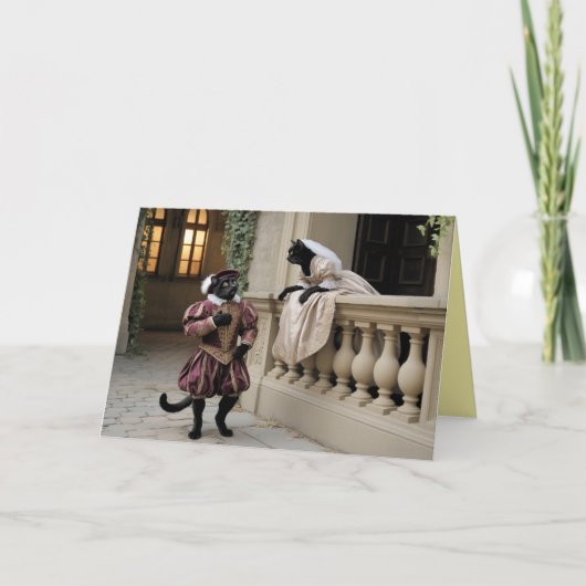 Black Cat Valentine Card Feiertagskarte (Vorderseite)