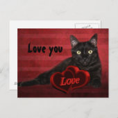 Black cat Valentine Feiertagspostkarte (Vorne/Hinten)