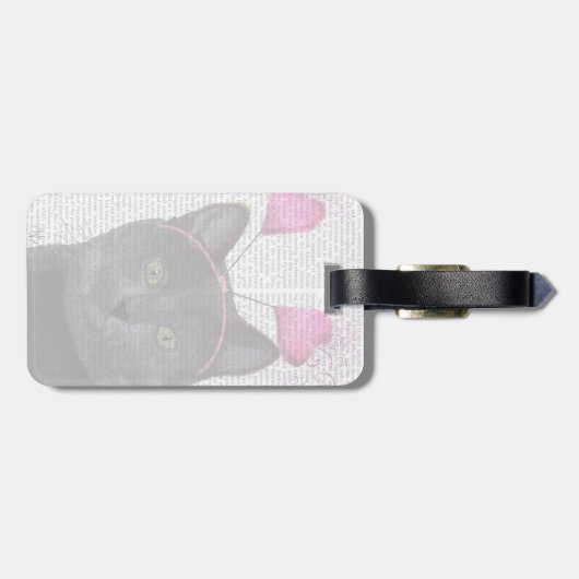 Black Cat Valentine Gepäckanhänger (Rückseite horizontal)