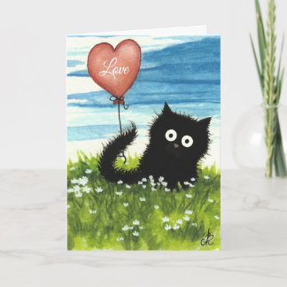 Black Cat Valentine Liebe von Bihrle Feiertagskarte