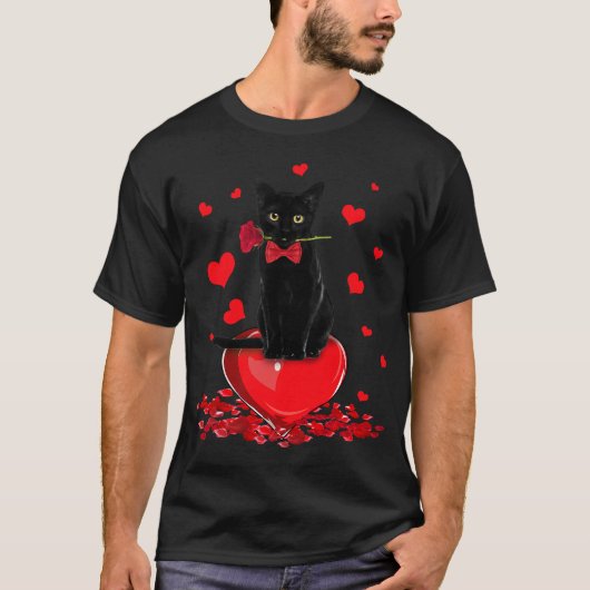 Black Cat Valentinstag Boys Girls T-Shirt (Vorderseite)